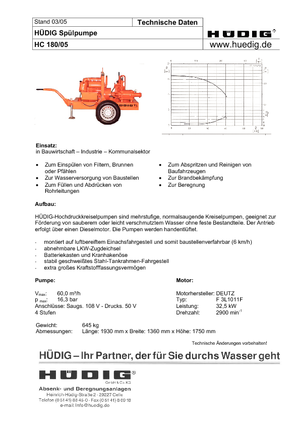 Dieselspoelpompen Hüdig HC 180/05