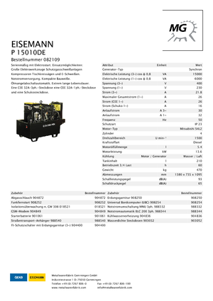 Diesel Generatoren Eisemann P 15010 DE