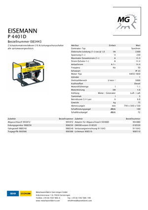 Diesel Generatoren Eisemann P 4401 D