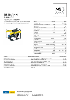 Diesel Generatoren Eisemann P 4401 DE