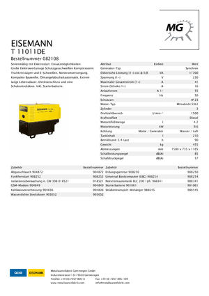Diesel Generatoren Eisemann T 11011 DE