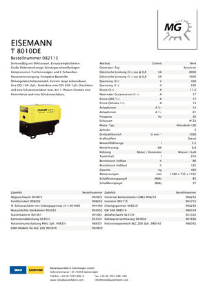 Diesel Generatoren Eisemann T 8010 DE