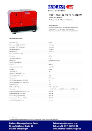 Diesel Generatoren Endress ESE 1008 LG ES DI DUPLEX