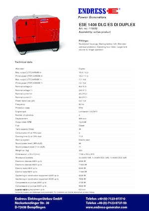 Diesel Generatoren Endress ESE 1008 LG ES DI DUPLEX