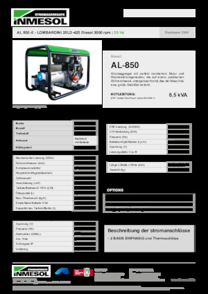 Diesel Generatoren INMESOL AL 850-E