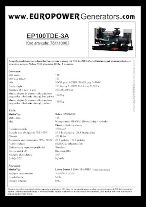 Diesel Generatoren Europower EP100TDE-3A (LS)