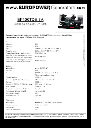 Diesel Generatoren Europower EP100TDE-3A (MA)