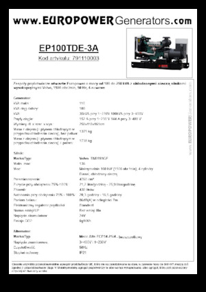 Diesel Generatoren Europower EP100TDE-3A (MA)