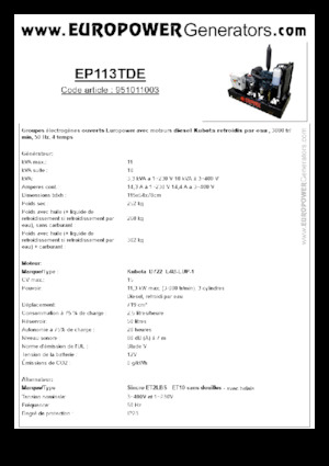 Diesel Generatoren Europower EP113TDE (S)