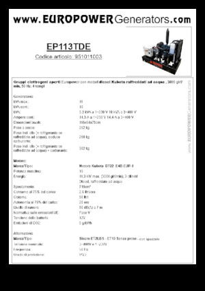 Diesel Generatoren Europower EP113TDE (S)