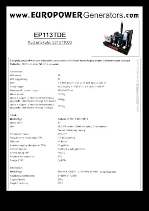 Diesel Generatoren Europower EP113TDE (S)