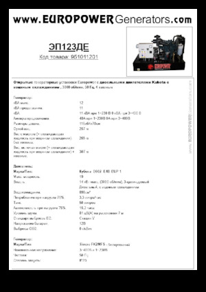 Diesel Generatoren Europower EP123DE (S)
