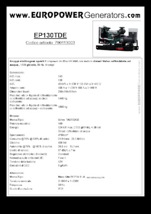 Diesel Generatoren Europower EP130TDE (MA)