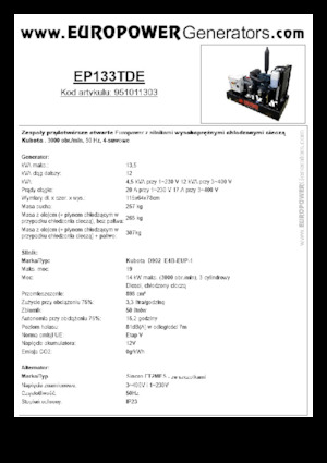Diesel Generatoren Europower EP133TDE (S)