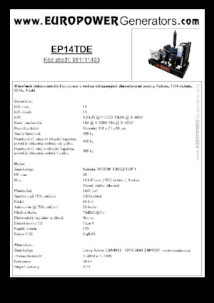 Diesel Generatoren Europower EP14TDE (LS)