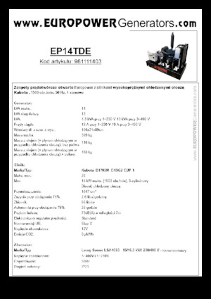 Diesel Generatoren Europower EP14TDE (LS)
