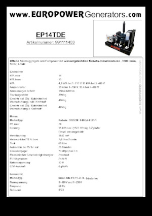 Diesel Generatoren Europower EP14TDE (MA)