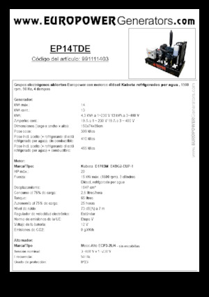 Diesel Generatoren Europower EP14TDE (MA)