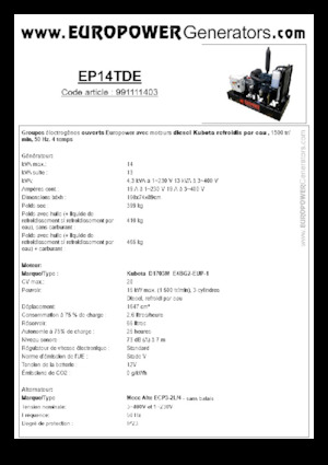 Diesel Generatoren Europower EP14TDE (MA)