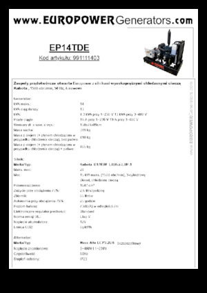 Diesel Generatoren Europower EP14TDE (MA)