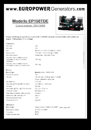 Diesel Generatoren Europower EP150TDE (LS)