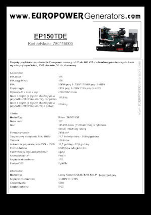 Diesel Generatoren Europower EP150TDE (LS)