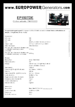 Diesel Generatoren Europower EP150TDE (MA)