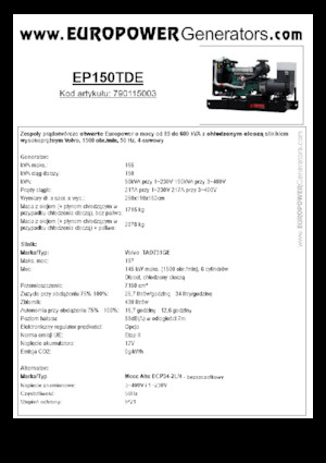 Diesel Generatoren Europower EP150TDE (MA)