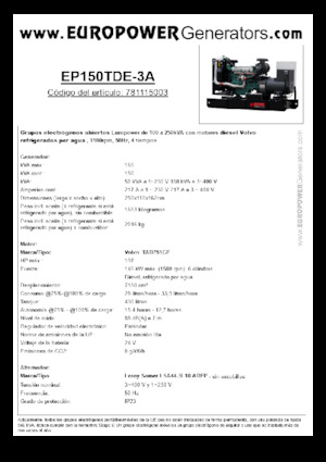 Diesel Generatoren Europower EP150TDE-3A (LS)