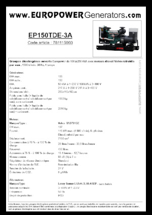 Diesel Generatoren Europower EP150TDE-3A (LS)