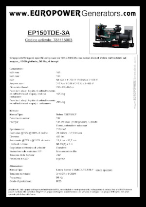 Diesel Generatoren Europower EP150TDE-3A (LS)