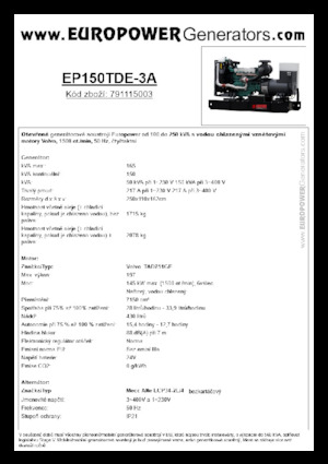 Diesel Generatoren Europower EP150TDE-3A (MA)