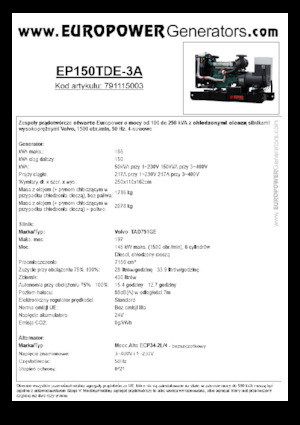 Diesel Generatoren Europower EP150TDE-3A (MA)