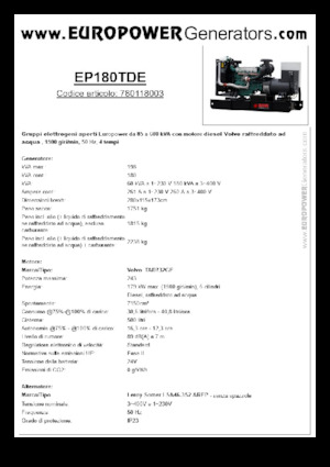 Diesel Generatoren Europower EP180TDE (LS)
