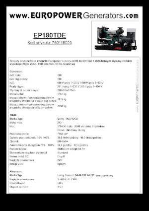 Diesel Generatoren Europower EP180TDE (LS)