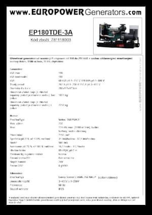 Diesel Generatoren Europower EP180TDE-3A (LS)