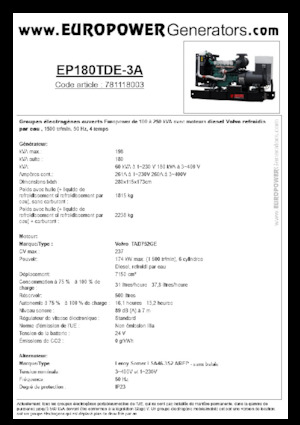 Diesel Generatoren Europower EP180TDE-3A (LS)