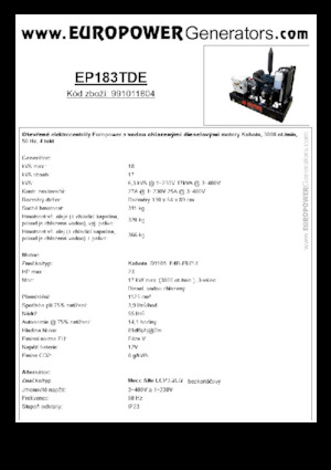 Diesel Generatoren Europower EP183TDE (MA)