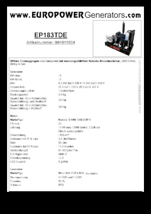Diesel Generatoren Europower EP183TDE (MA)