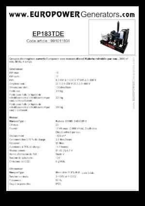 Diesel Generatoren Europower EP183TDE (MA)