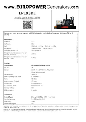 Diesel Generatoren Europower EP193DE (S)
