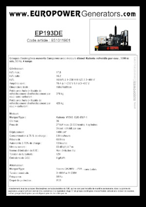 Diesel Generatoren Europower EP193DE (S)