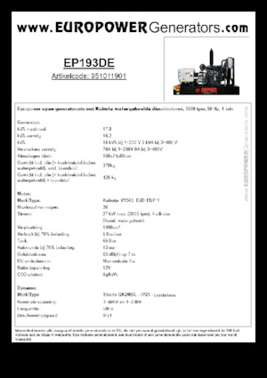 Diesel Generatoren Europower EP193DE (S)