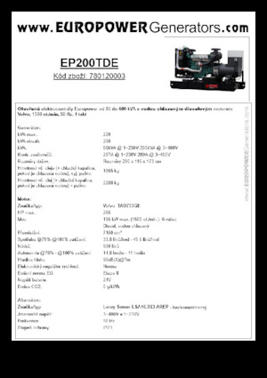 Diesel Generatoren Europower EP200TDE (LS)