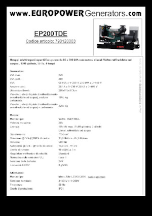 Diesel Generatoren Europower EP200TDE (MA)