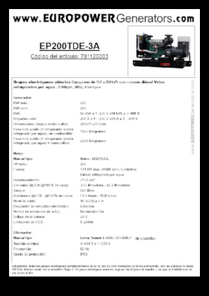 Diesel Generatoren Europower EP200TDE-3A (LS)