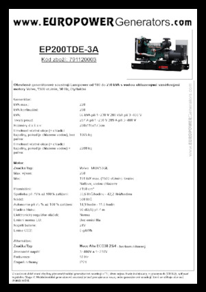 Diesel Generatoren Europower EP200TDE-3A (MA)