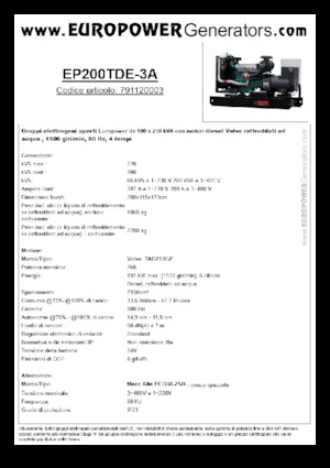 Diesel Generatoren Europower EP200TDE-3A (MA)