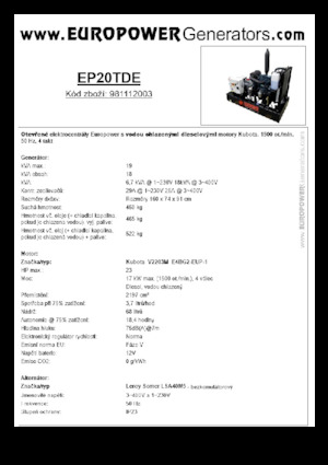 Diesel Generatoren Europower EP20TDE (LS)