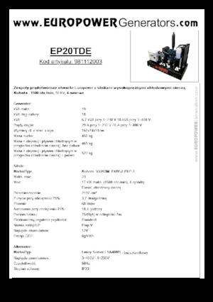 Diesel Generatoren Europower EP20TDE (LS)